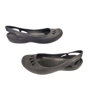 Crocs SZ W7 Kadee Ballet Flats Shoes Black Lightweight Summer Casual